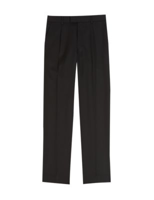 Wool Blend Boys&#39; Pleat Front Supercrease&trade; Trousers with Triple Action Stormwear&trade; & Adjustable Hem